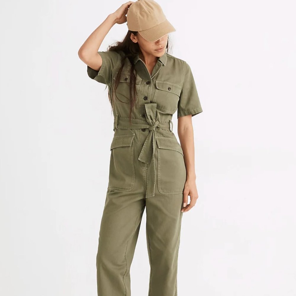 Madewell Curvy Tie-Waist Military Jumpsuit